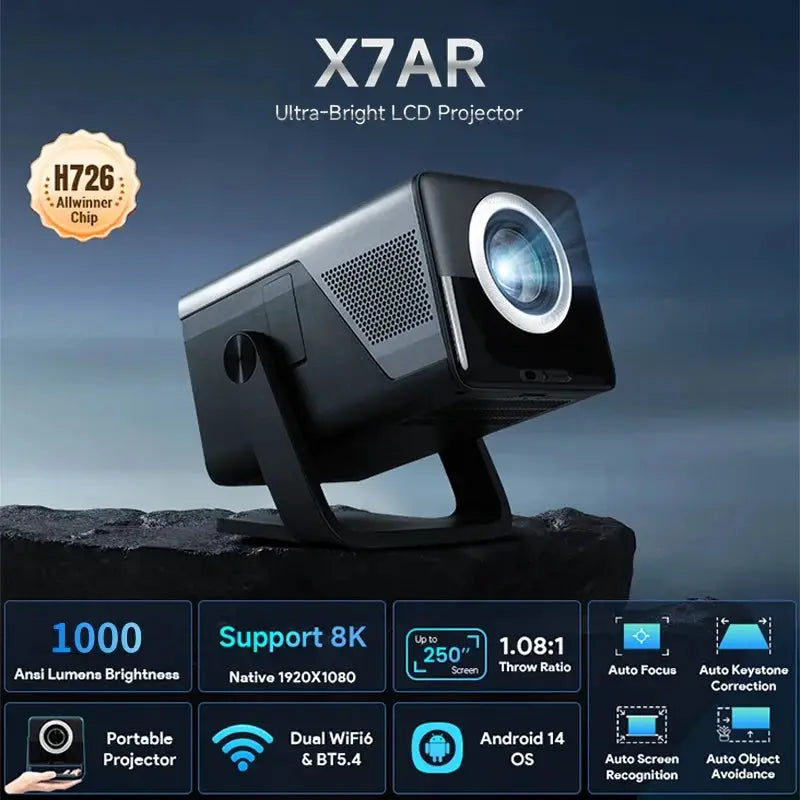 Smart Projector | Android 14 | 1000 ANSI Lumens | Auto Focus