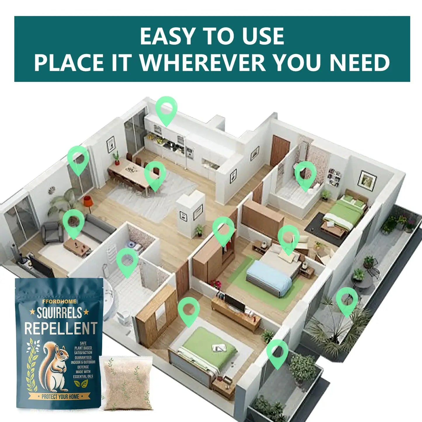 Outdoor Squirrel Repellent, Attic Squirrel Deterrent, Chipmunk Repellent, Squirrel Repeller, Garden Chipmunk Deterrent, Squirrel Repellent, Keep Squirrels Out of Garage - 10 Pack from PriceLows™