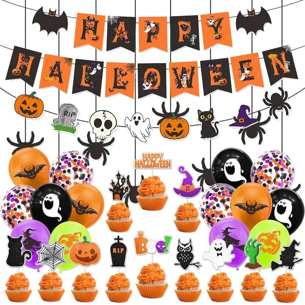 Halloween Decor Set | Paper Material | Hanging Items | Assorted Designs