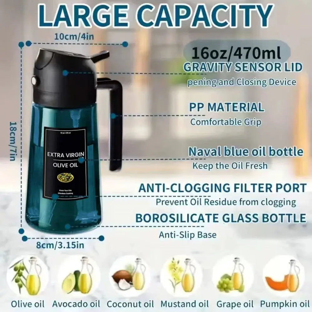 Olive Oil Sprayer | 470ml Capacity | Blue Glass For Cooking