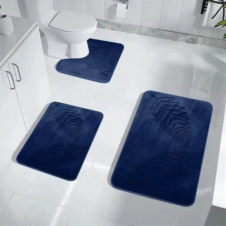 3 Piece Bathroom Mat Memory Foam Ultra Soft and Absorbent Leaf Bath Rugs Thick Washable For Bathroom Toilet Tub Mat Set from PriceLows™