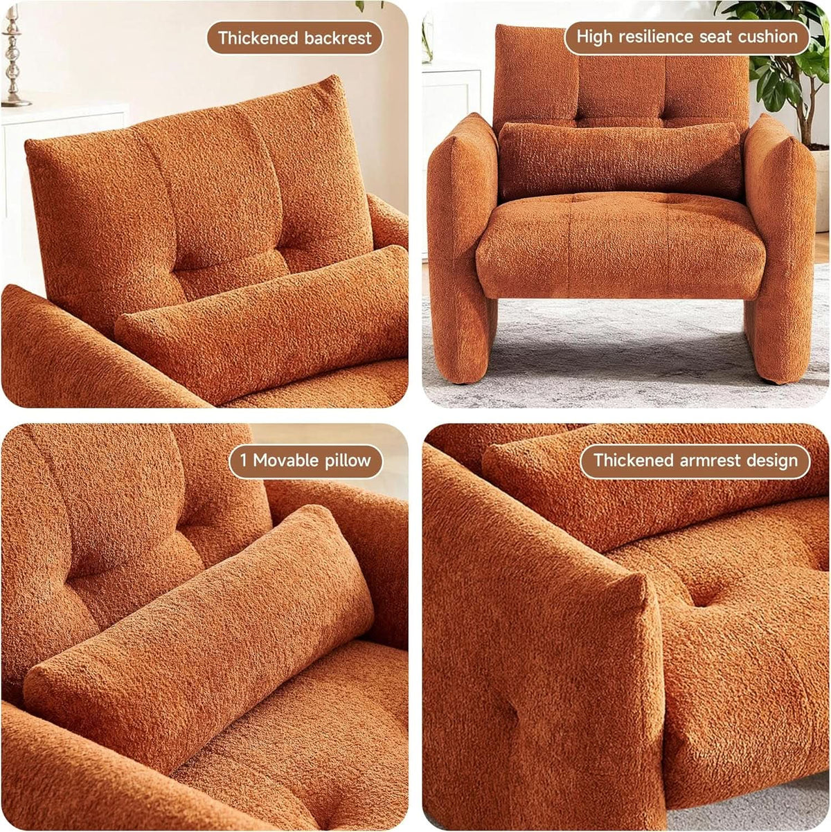 Taupe Sherpa Upholstered Accent Arm Chair Luxurious from PriceLows™