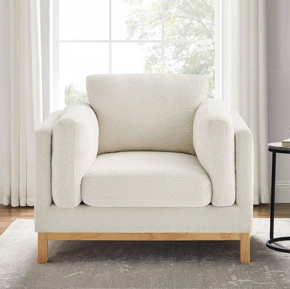 Beige 41.34 Inches Boucle Upholstered Accent Chair from PriceLows™