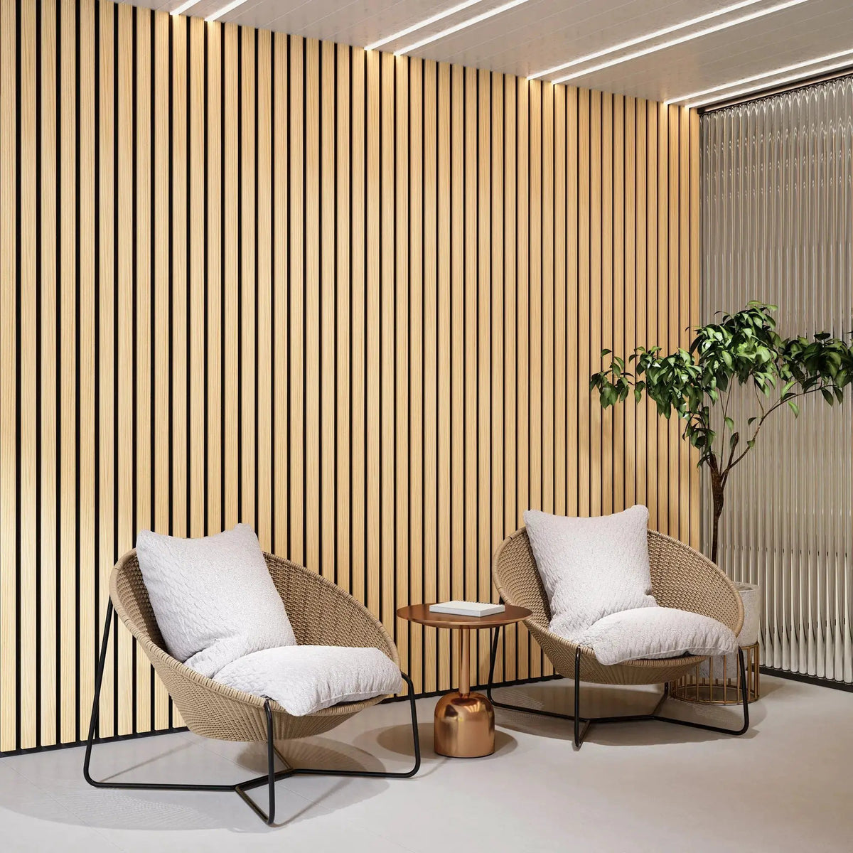 Solid Wood Acoustic Slat Wall Panels (Broad Strip) from PriceLows™