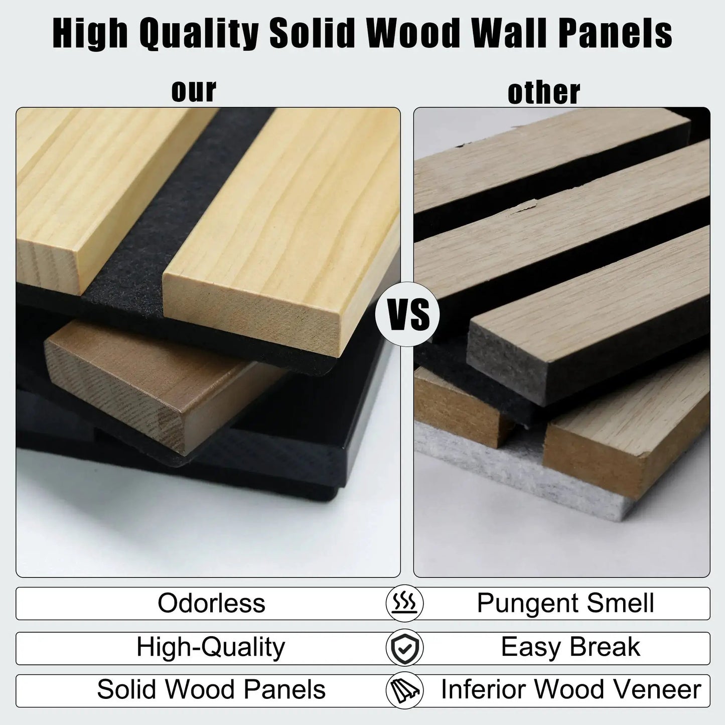 Solid Wood Acoustic Slat Wall Panels (Broad Strip) from PriceLows™