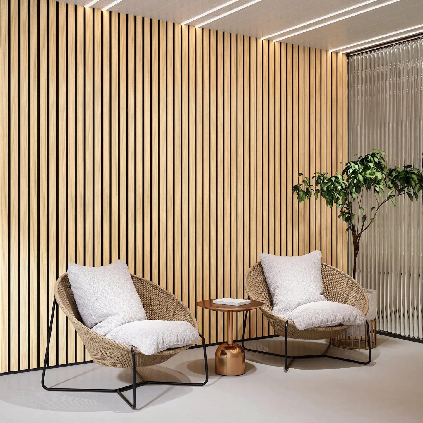 Solid Wood Acoustic Slat Wall Panels (Broad Strip) from PriceLows™