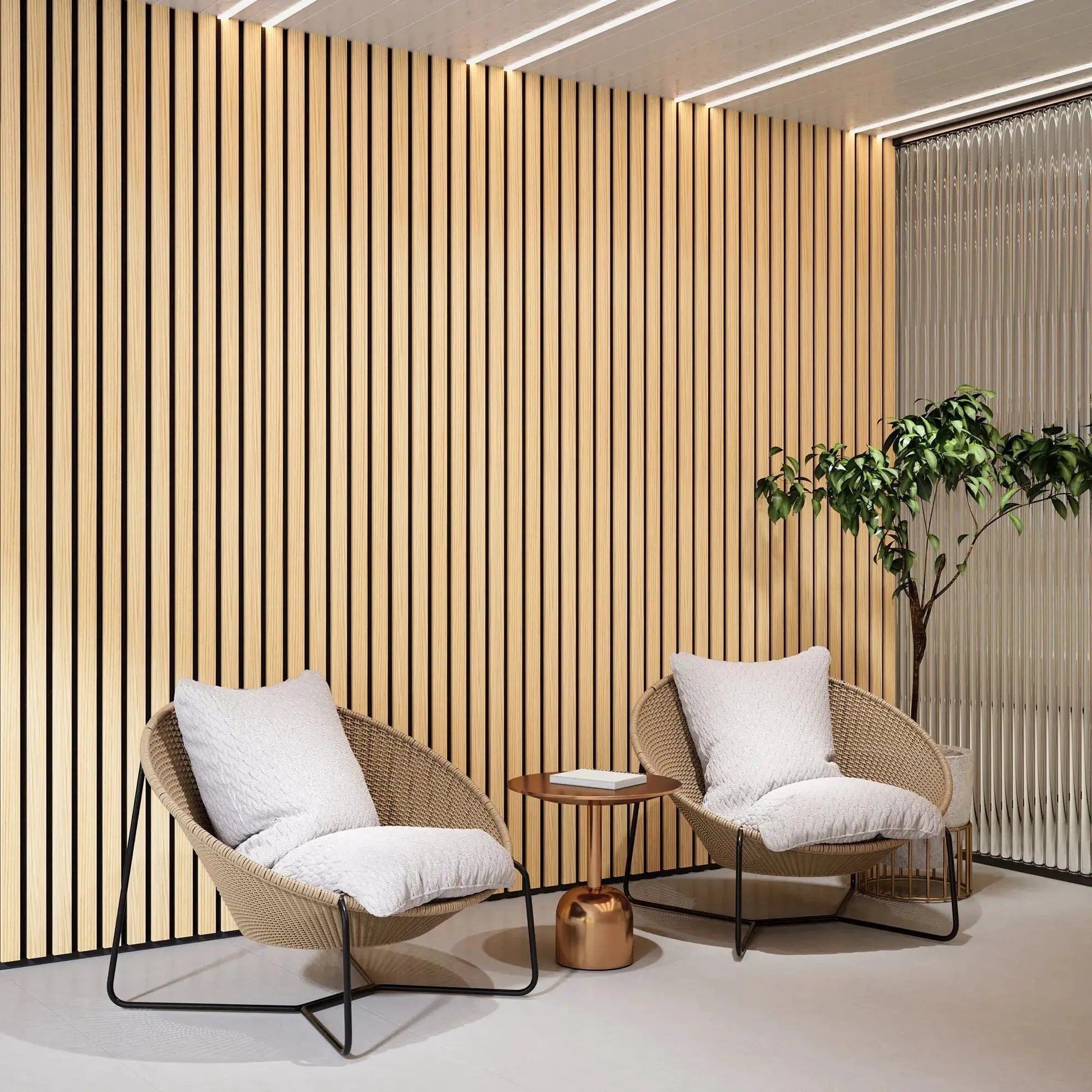 Solid Wood Acoustic Slat Wall Panels (Broad Strip) from PriceLows™