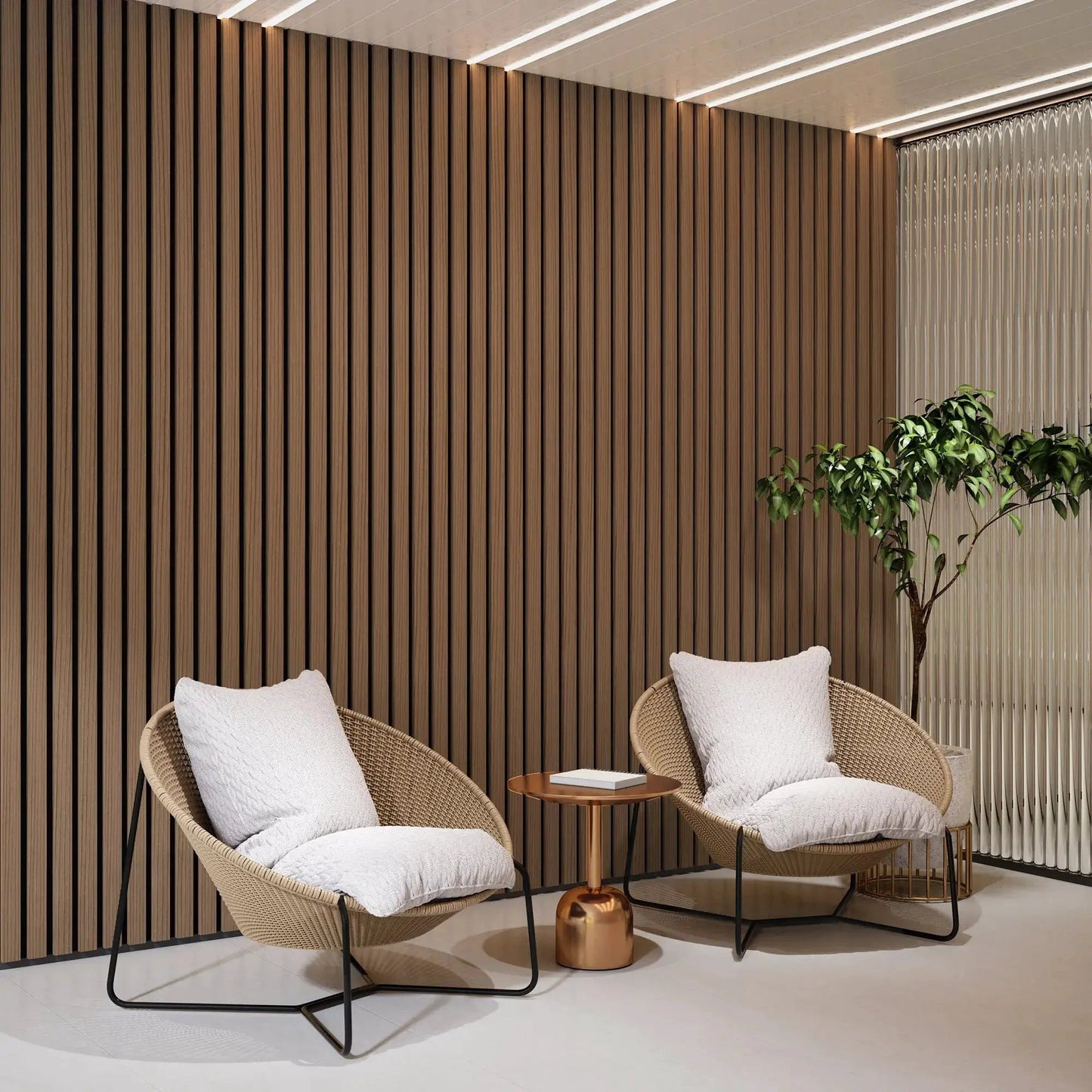 Solid Wood Acoustic Slat Wall Panels (Broad Strip) from PriceLows™