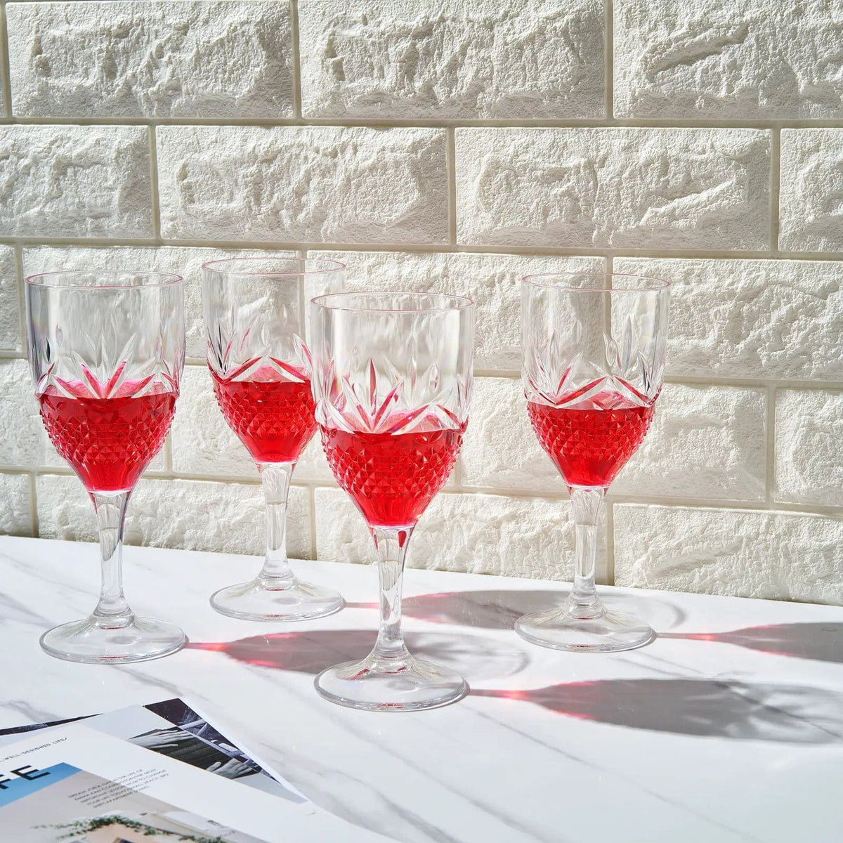 Onix Acrylic Crystal, Stemmed Wine Glassware (Style 2) | 12 oz | Set of 4 | Glass