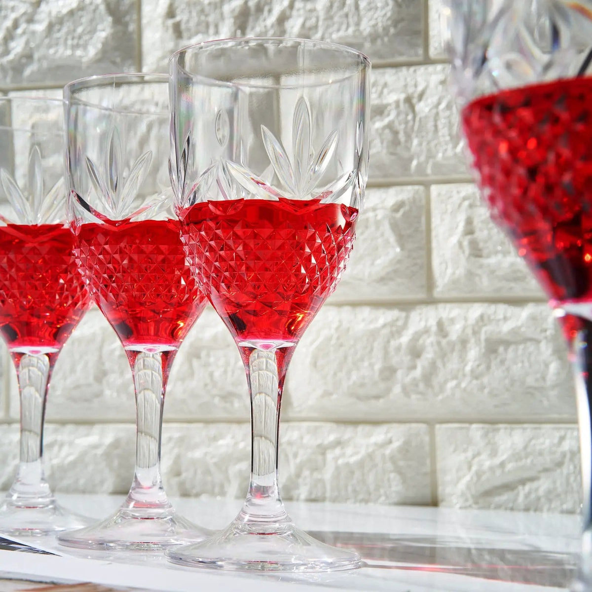 Onix Acrylic Crystal, Stemmed Wine Glassware (Style 2) | 12 oz | Set of 4 | Glass