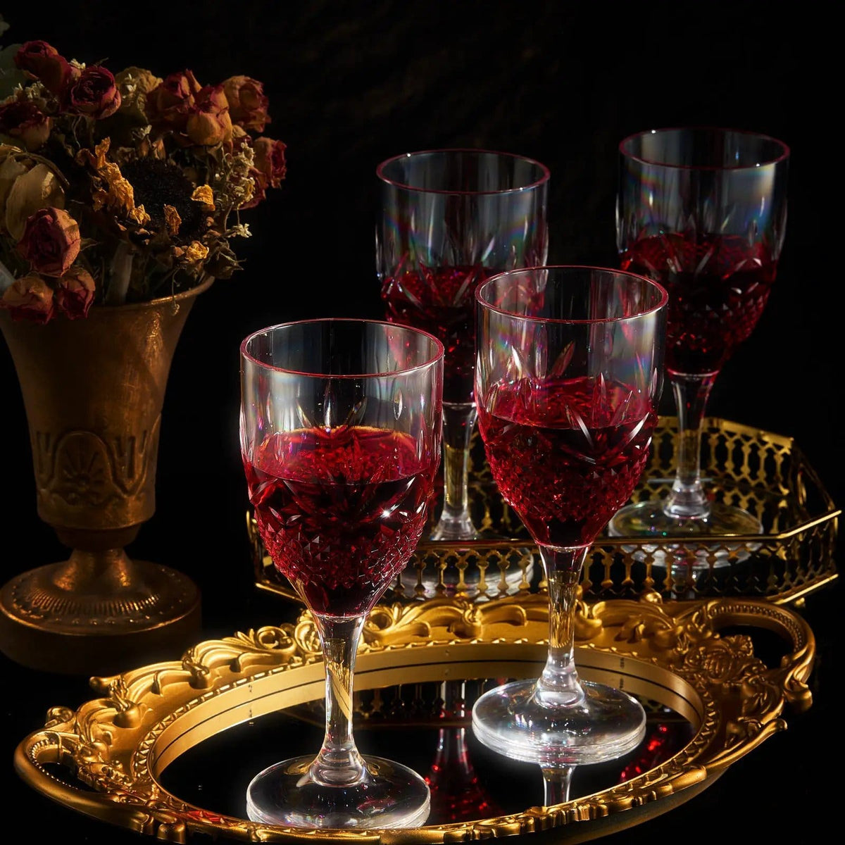 Onix Acrylic Crystal, Stemmed Wine Glassware (Style 2) | 12 oz | Set of 4 | Glass