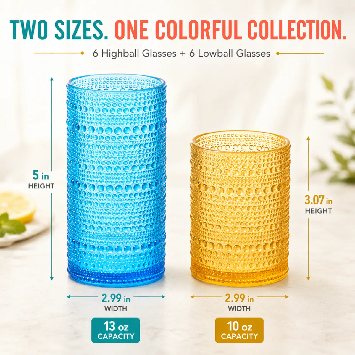 Acrylic Hobnail Glassware Shatterproof 12 Piece