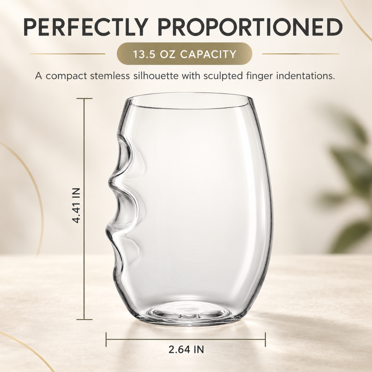 Acrylic Stemless Finger Indent Wine Glasses Durable Set Of 4