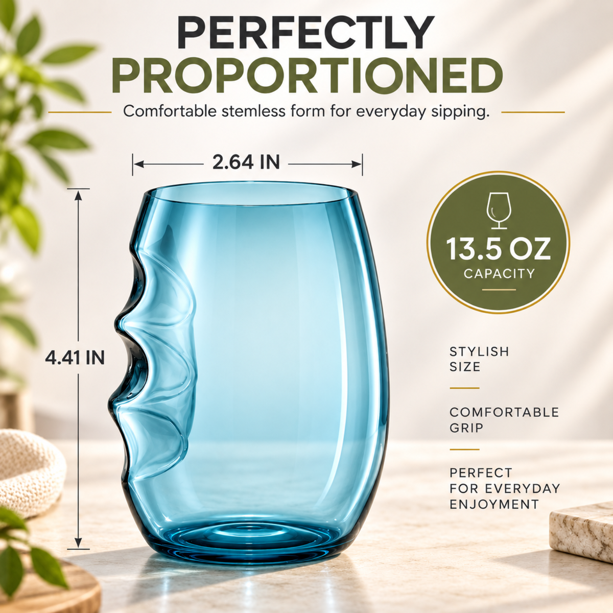 Acrylic Stemless Wine Glasses Set Of 4 Shatterproof