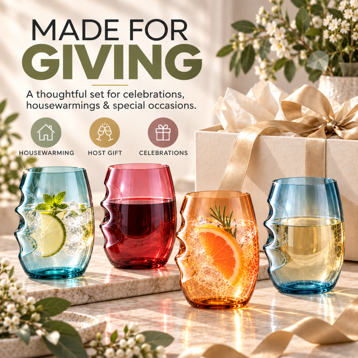 Acrylic Stemless Wine Glasses Set Of 4 Shatterproof