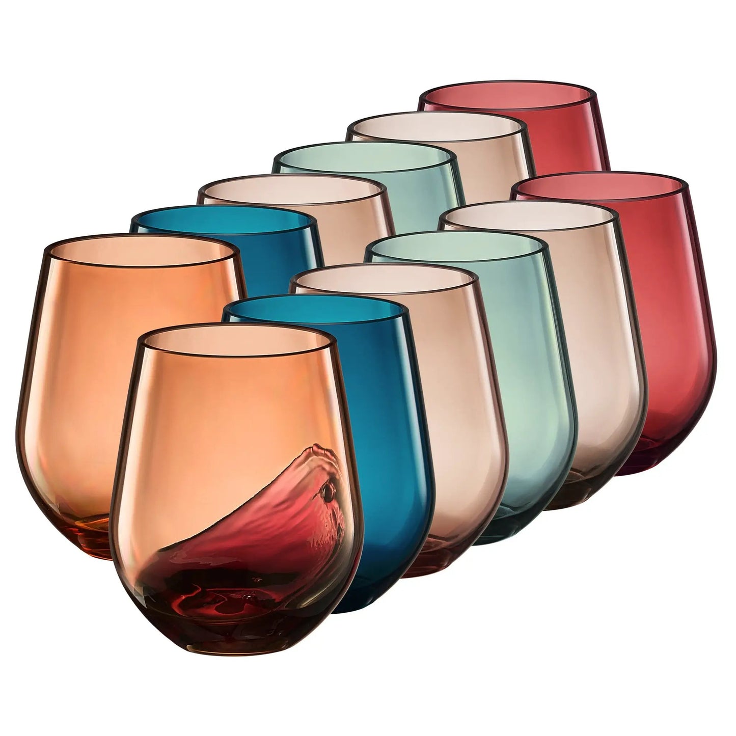 Eze Acrylic Stemless Wine Glassware, Set of 12 from PriceLows™