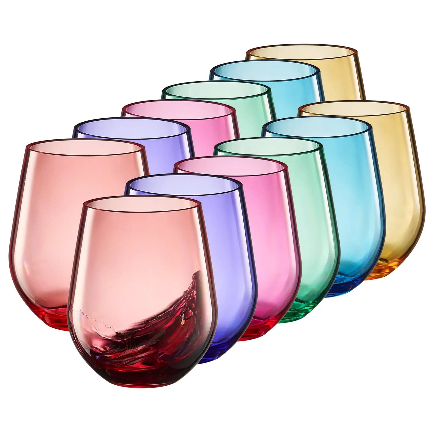 Madrid Acrylic Stemless Wine Glassware, Set of 12 from PriceLows™