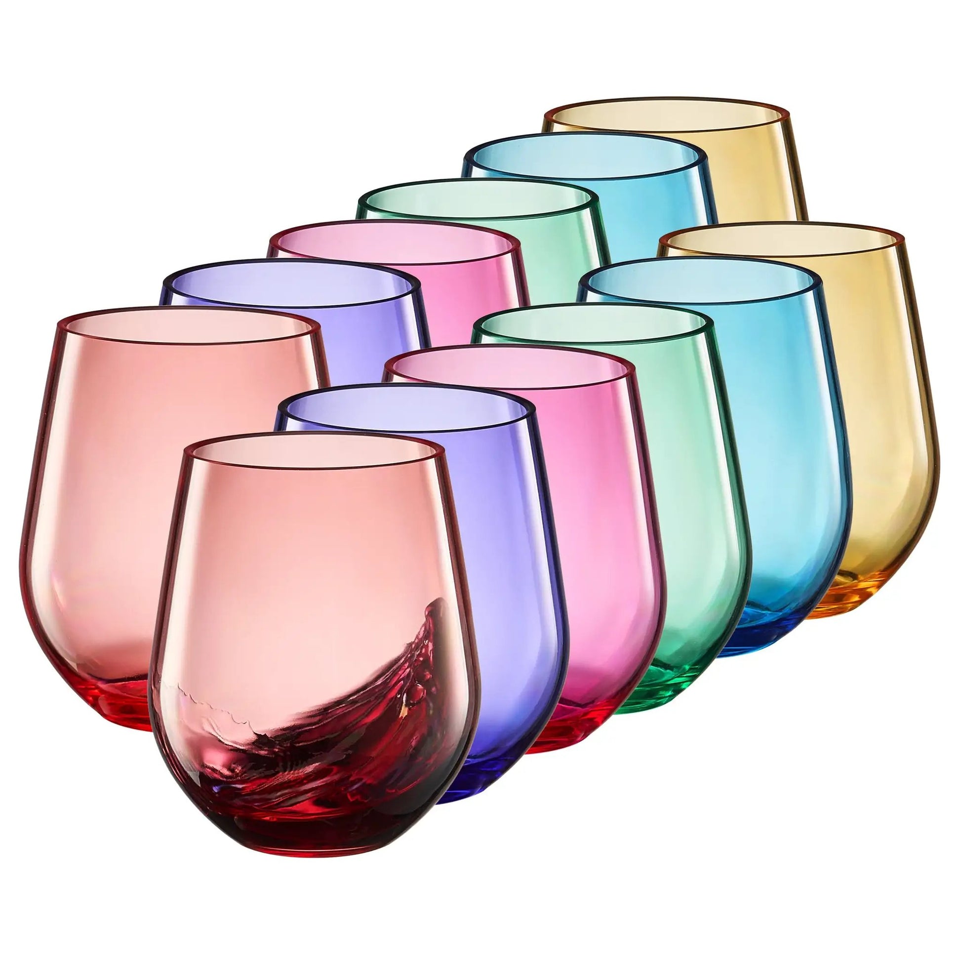 Madrid Acrylic Stemless Wine Glassware, Set of 12 from PriceLows™