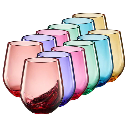 Madrid Acrylic Stemless Wine Glassware, Set of 12 from PriceLows™