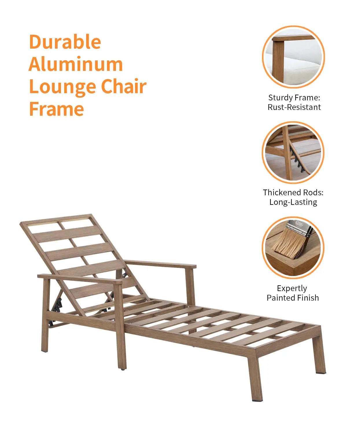 SeeHill Teak 3-Piece Outdoor Lounge Chair Set, Aluminum Chaise Loungers with Cushions and Side Table for Patio, Beach or Pool from PriceLows™