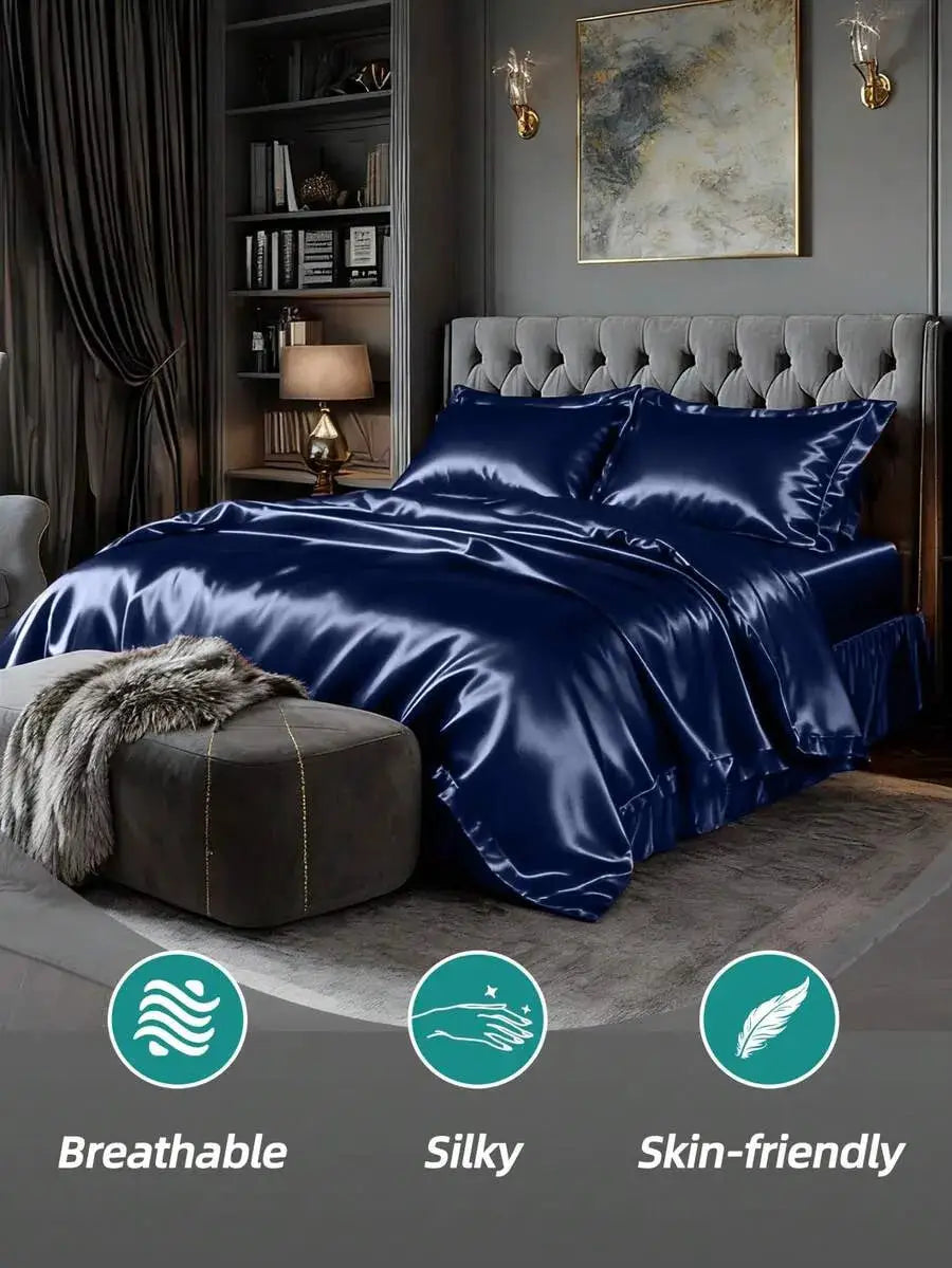 Microfiber Satin Sheets | 80 Thread Count | Silky Soft Feel | Three Piece Set