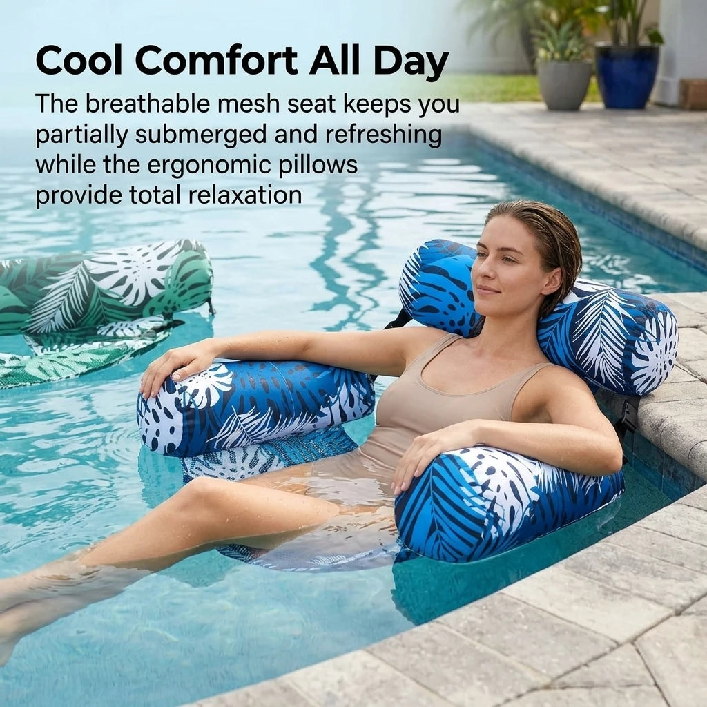 Inflatable Pool Lounger | Tropical Print | Includes Hand Pump | Set of 2