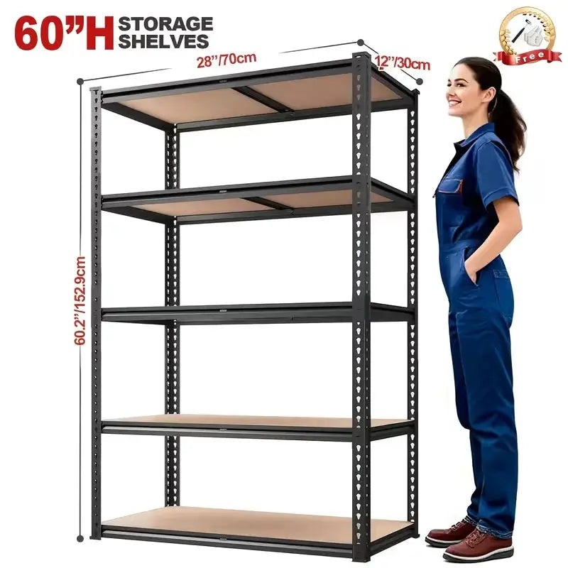 60/72 Inch Heavy-duty Metal Storage Rack, With A Load-bearing Capacity Of 2000 Pounds Per Layer, Adjustable Height from PriceLows™
