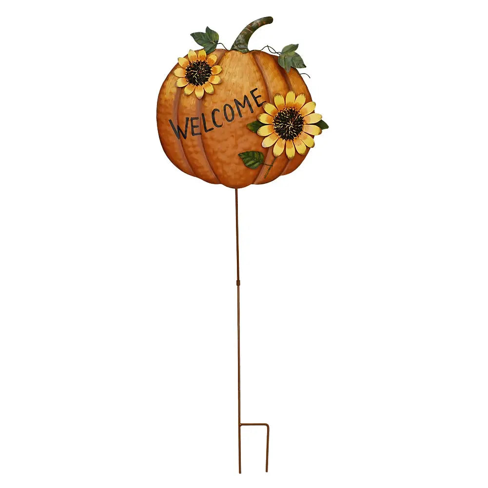 36.75" Height Pumpkin Yard Sign Stakes Fall Welcome Signs with 2 Sunflowers Metal Pumpkin Garden Decoration for Halloween Gift from PriceLows™