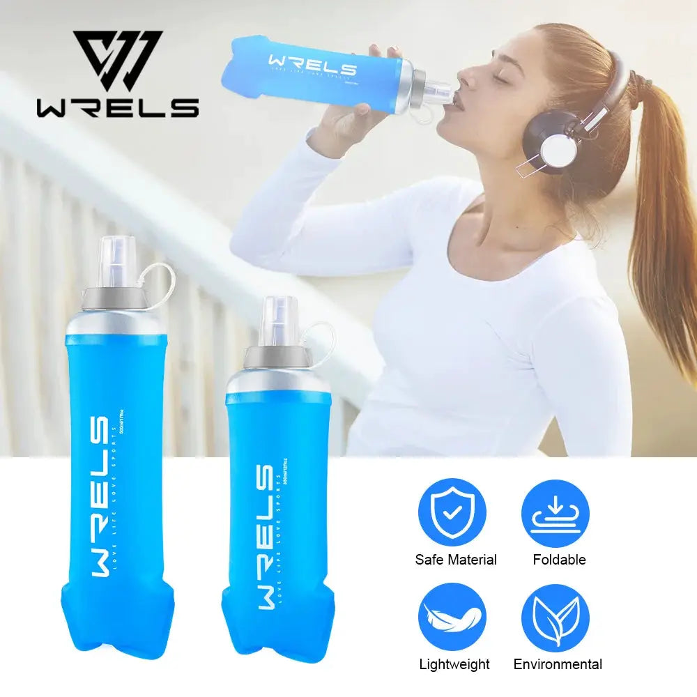 WRELS Soft Flask Folding Collapsible Water Bottle TPU BPA-Free for Running Running Hydration Bottles Water Bag Sports Flasks from PriceLows™