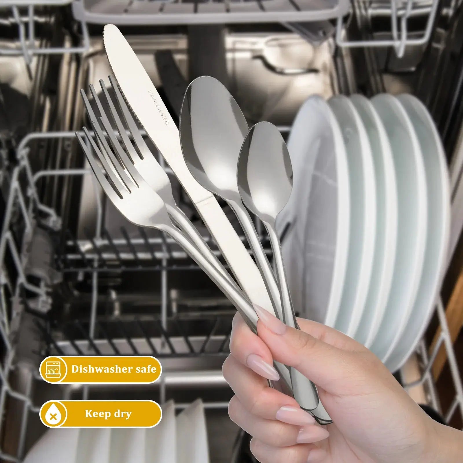 HANSMART 60Pcs Stainless Steel Flatware Set For 12 With Dinner Forks Salad Forks Spoons and Knives Dishwasher Safe from PriceLows™
