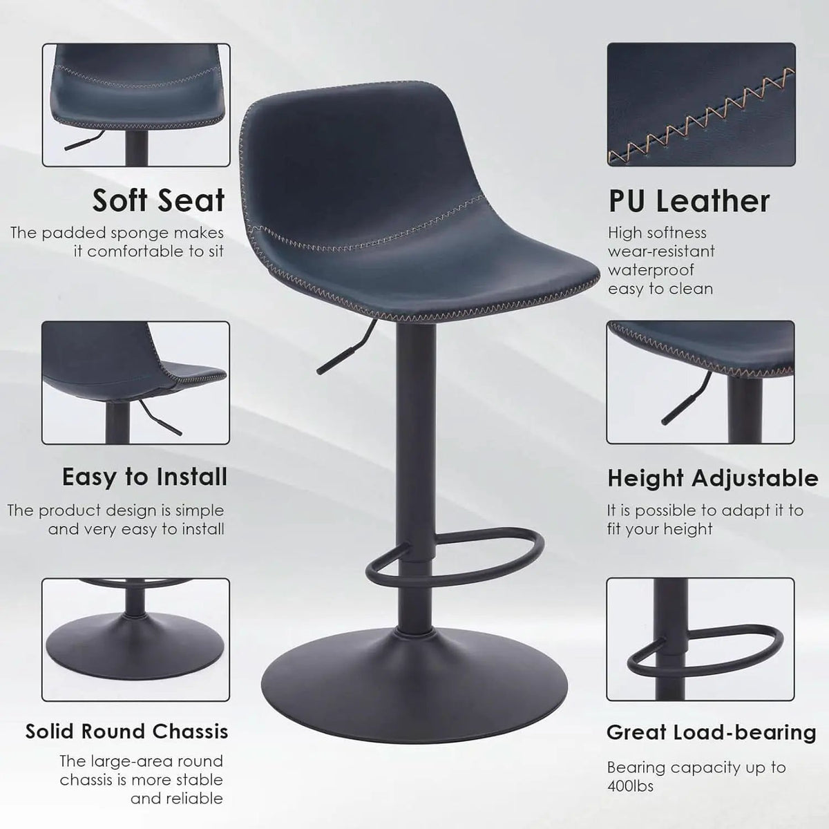 Adjustable Bar Stools Set Of 2 With Swivel Back Support from PriceLows™