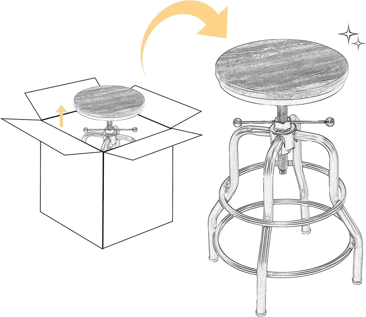 Adjustable Brown Bar Stool With Wood Seat Counter Height from PriceLows™