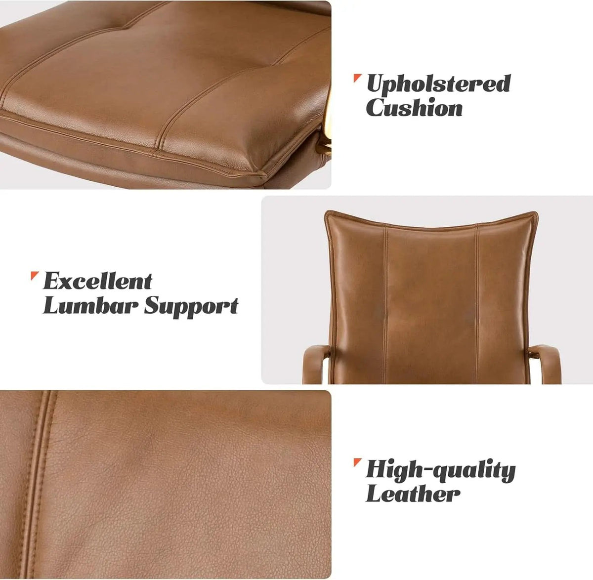 Adjustable Faux Leather Desk Chair With Golden Legs Camel from PriceLows™