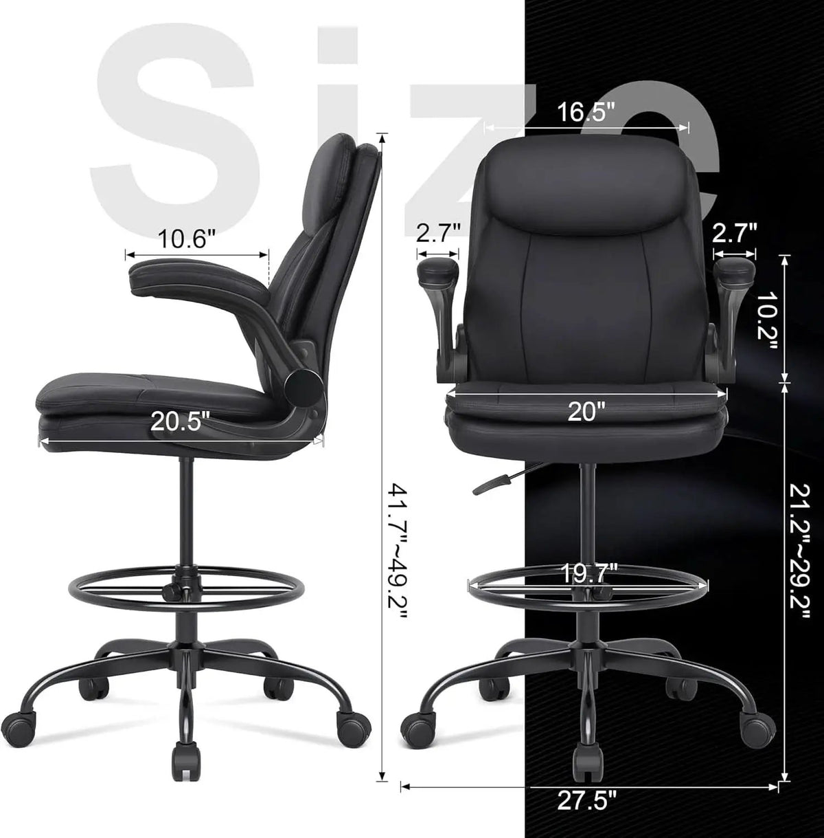 Adjustable Height Leather Drafting Chair For Standing Desk from PriceLows™