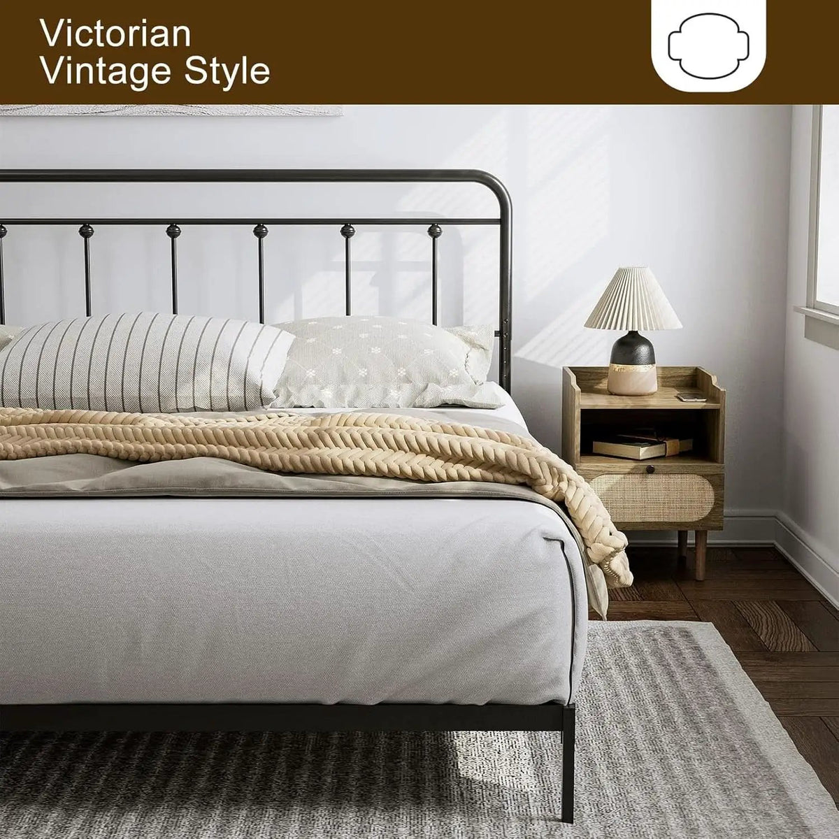 Adjustable Height Metal Headboard in Farmhouse Victorian Style from PriceLows™
