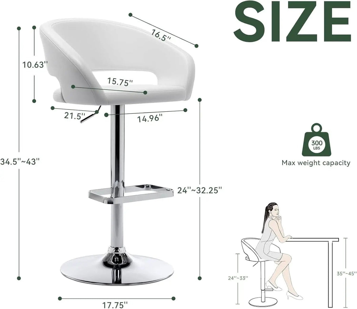 Adjustable Swivel Bar Stool with Arms and Footrest from PriceLows™