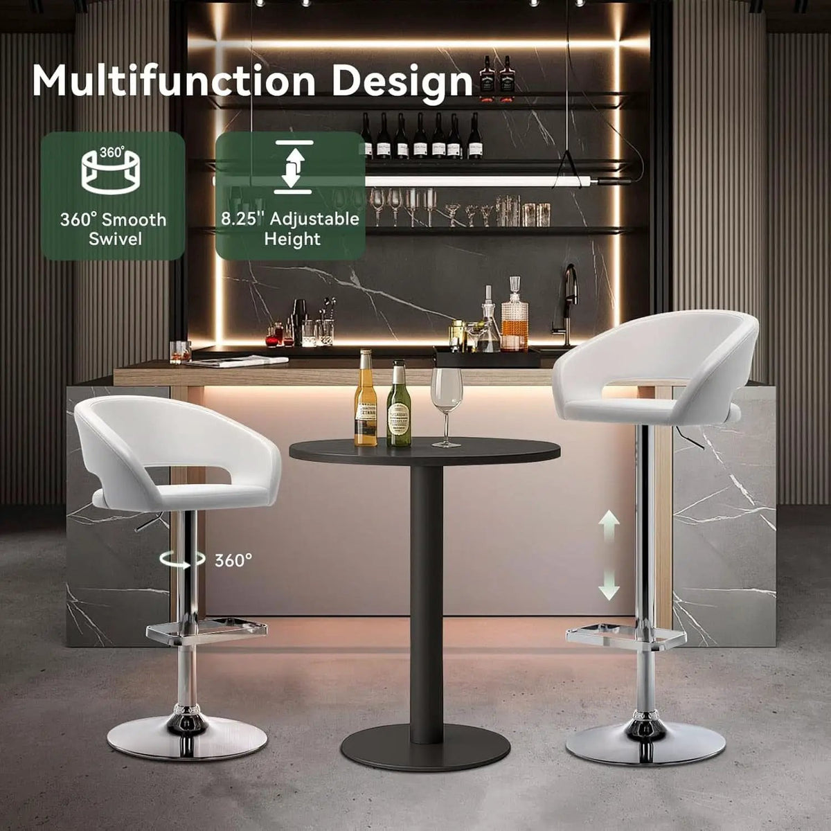 Adjustable Swivel Bar Stool with Arms and Footrest from PriceLows™