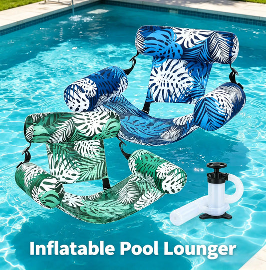 Inflatable Pool Lounger | Tropical Print | Includes Hand Pump | Set of 2