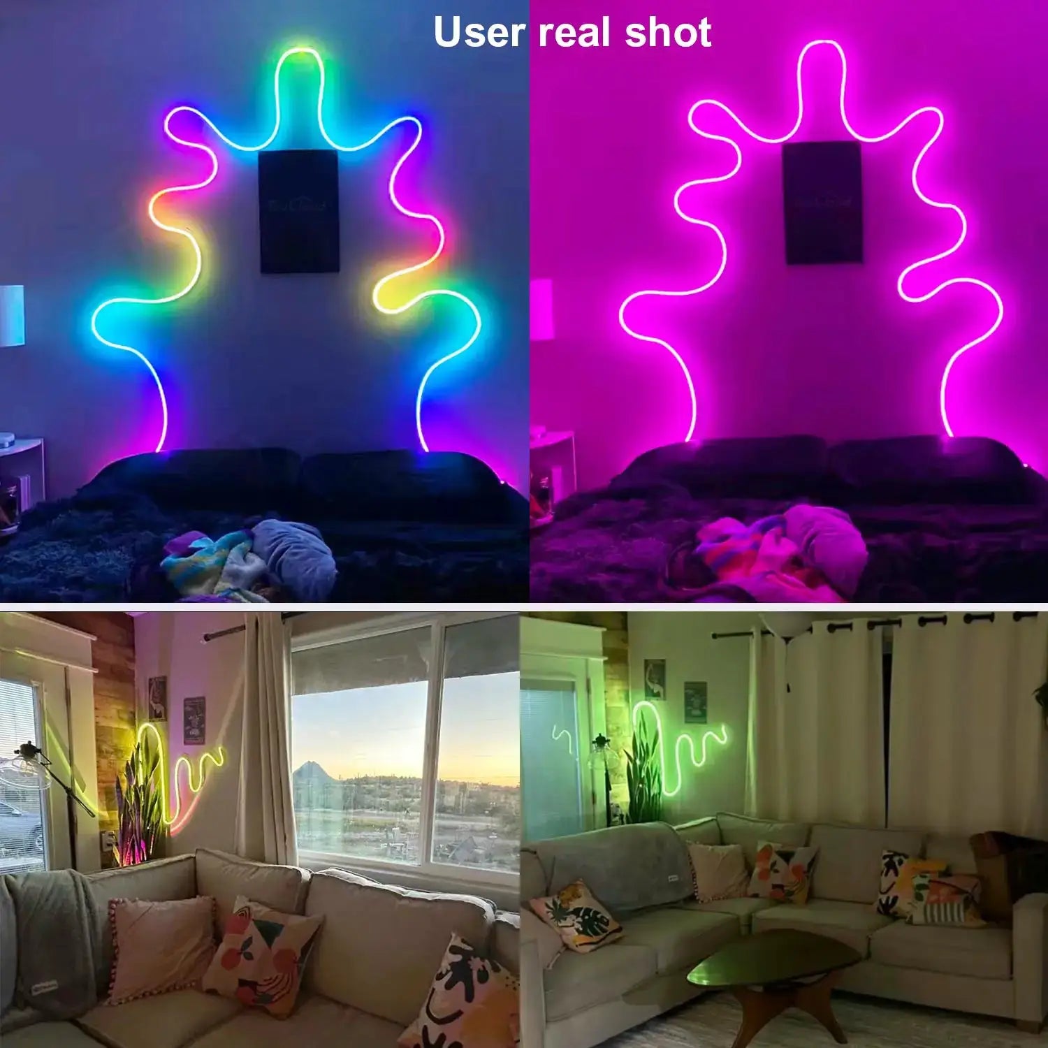 Neon LED Strip Lights 1m 2m 3m Silicone Neon Rope Light Music Sync DIY APP MeRGBW Multicolor Chasing Strip Tape Room Wall Decor from PriceLows™