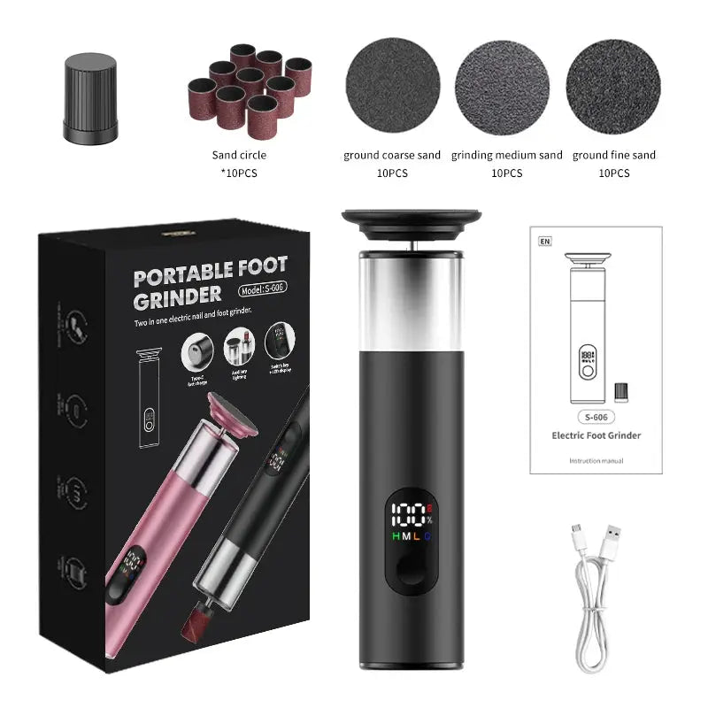 New Electric Foot File Callus Remover 2 in 1 Rechargeable Foot File & Nail Pedicure Tool, gift 60PCS Replaceable Sandpaper Discs from PriceLows™