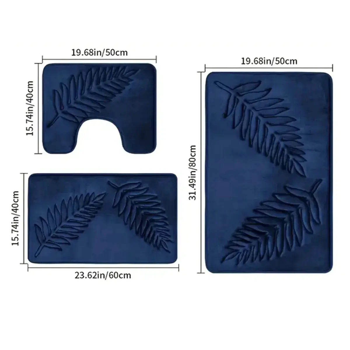 3 Piece Bathroom Mat Memory Foam Ultra Soft and Absorbent Leaf Bath Rugs Thick Washable For Bathroom Toilet Tub Mat Set from PriceLows™