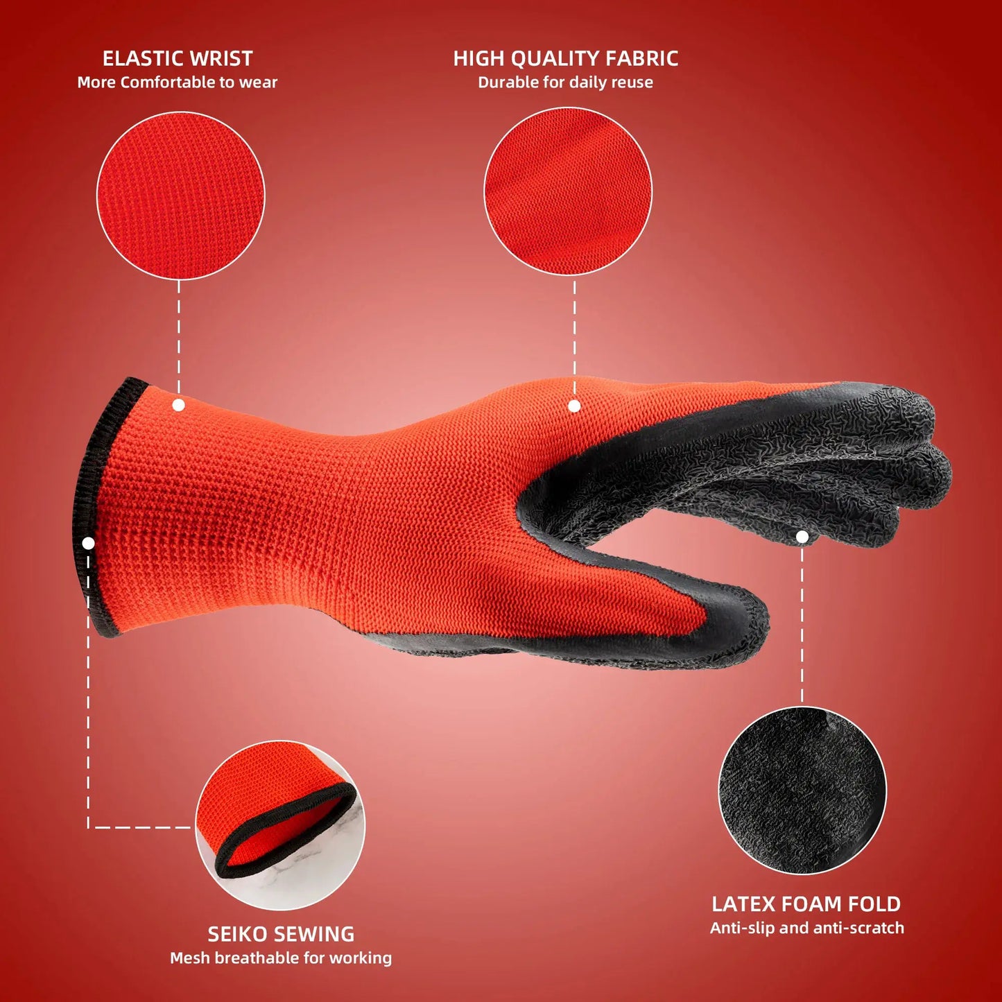 12-Pack Nitrile Rubber Gloves, Gardening Gloves Oil-Resistant Non-Slip Grip for Mechanics & Laborers | Medium from PriceLows™
