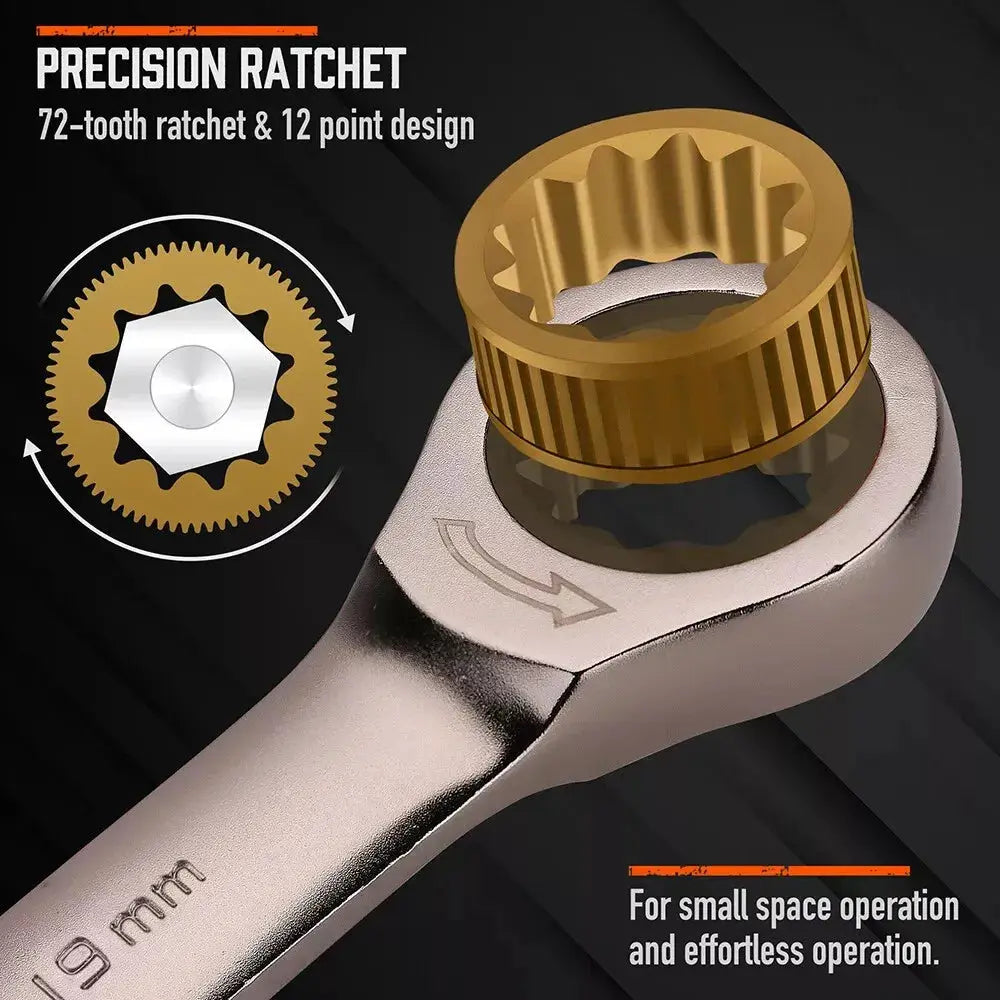 HORUSDY 12Pc Ratchet Spanner Set Metric Wrench Spanners ‎‎Nickel Plating 8-19MM from PriceLows™