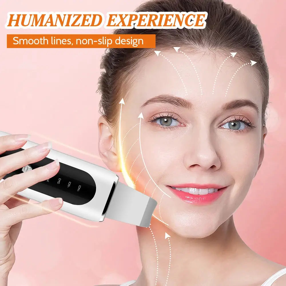 2 Types Ultrasonic Skin Scrubber Peeling Shovel Acne Blackhead Remover Deep Cleaning Facial Spatula EMS Face Lifting Machine from PriceLows™