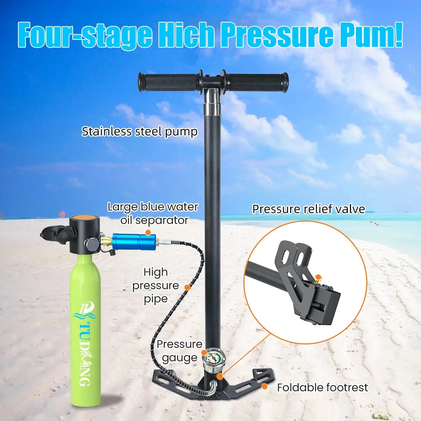 Mini Scuba Tank | 0.5L Capacity | 3000 PSI Max | Includes Mask And Pump