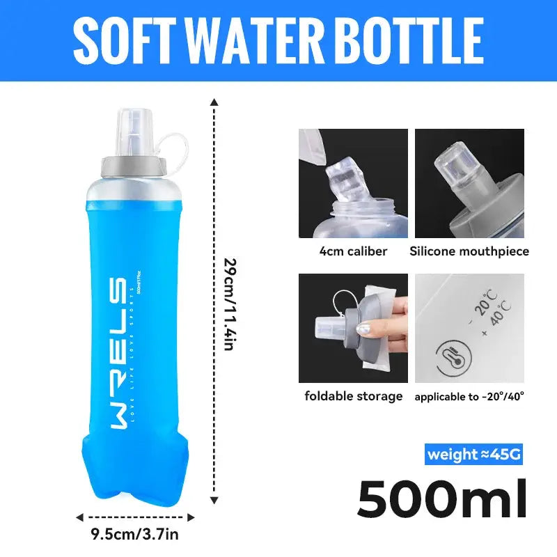 WRELS Soft Flask Folding Collapsible Water Bottle TPU BPA-Free for Running Running Hydration Bottles Water Bag Sports Flasks from PriceLows™