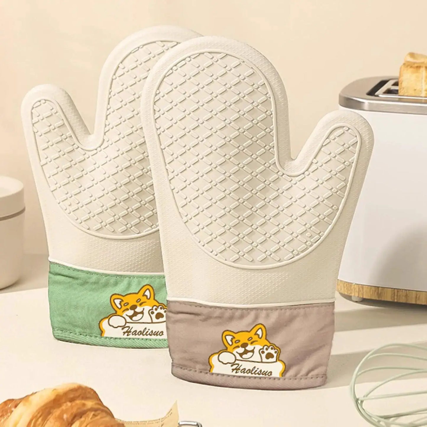 Silicone Oven Mitts | Heat Resistant Thickened | Non Slip | One Size