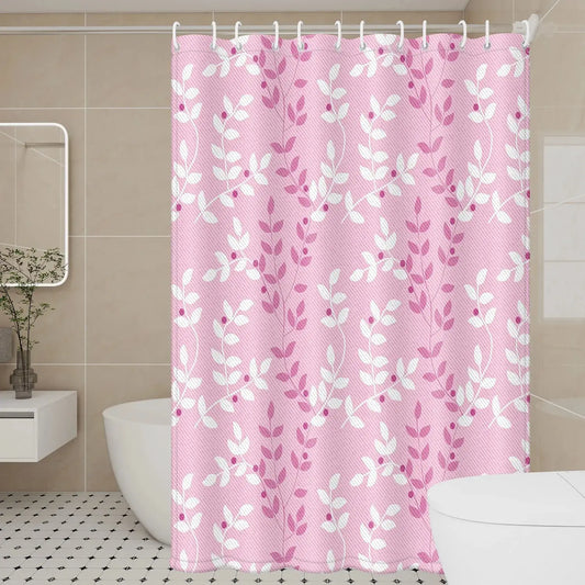 Pastel Pink Foliage Shower Curtain - Feminine Durable Fabric for Fresh Vibes from PriceLows™