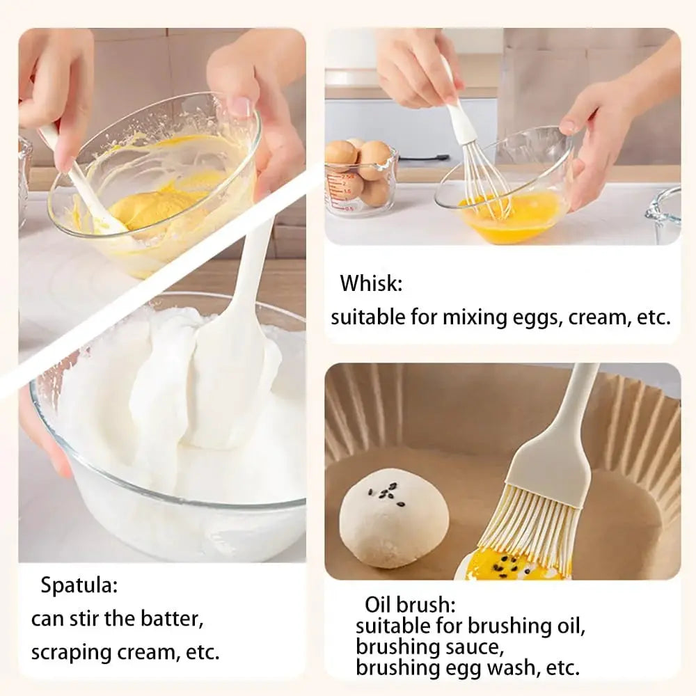 6-Piece Mini Silicone Kitchen Utensil Set - Heat-Resistant Non-Stick Kitchen Tools, Includes Spatula, Scraper, Whisk, Food Tongs from PriceLows™