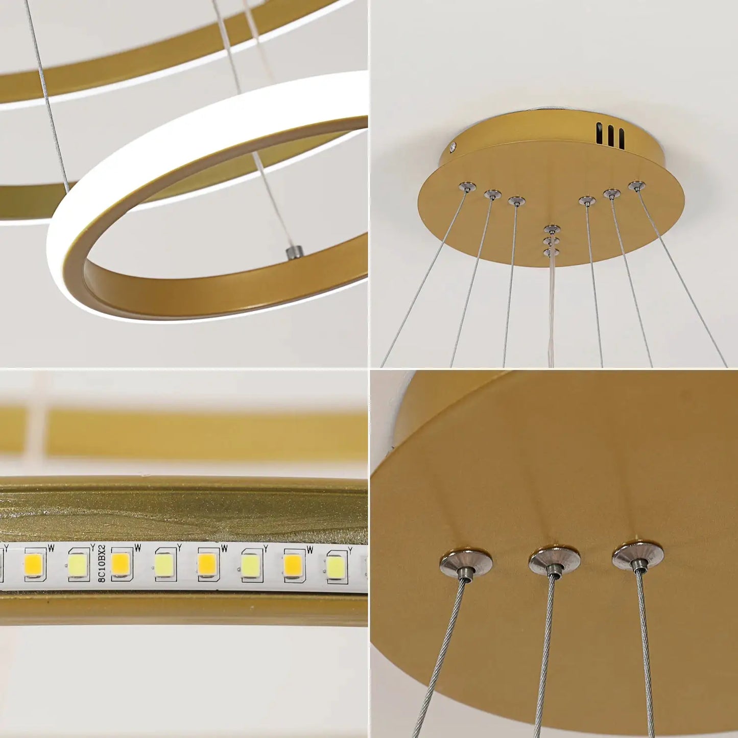 Modern LED Ring Chandelier 3 Ring Dimmable Circular Dining Ceiling Pendant Light for Dinning Room Living Room from PriceLows™